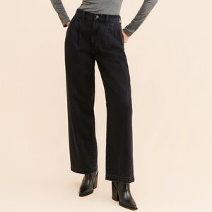 Madewell pleated high rise wide leg jeans